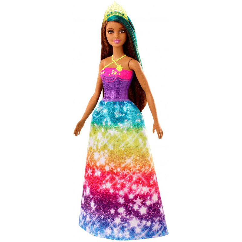 Mattel Barbie Dreamtopia Πριγκίπισσα Κούκλα Με Καστανά Μαλλιά Και Πράσινη Ανταύγεια GJK12 / GJK14