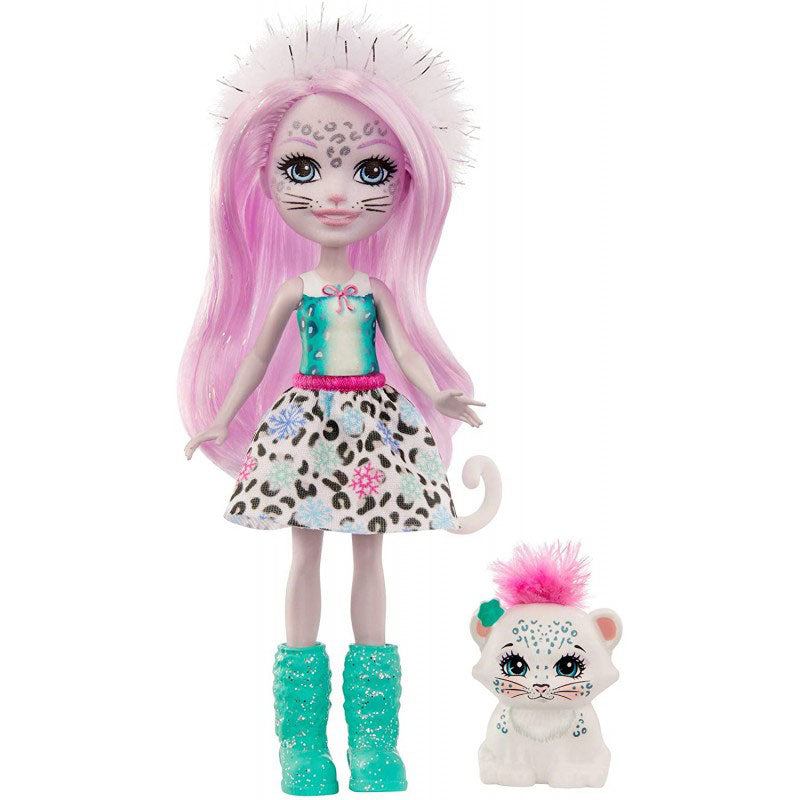 Mattel Enchantimals Κούκλα Ζωάκι Και Φιλαράκι Sybill Snow Leopard And Flake FNH22 / GJX42