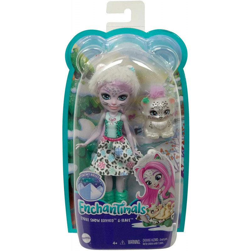 Mattel Enchantimals Κούκλα Ζωάκι Και Φιλαράκι Sybill Snow Leopard And Flake FNH22 / GJX42