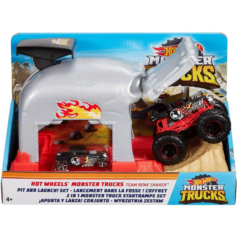 Mattel Hot Wheels Monster Trucks Bone Shaker Νεκροκεφαλή Σετ Παιχνιδιού Εκτοξευτές GKY01 / GKY02  Copy