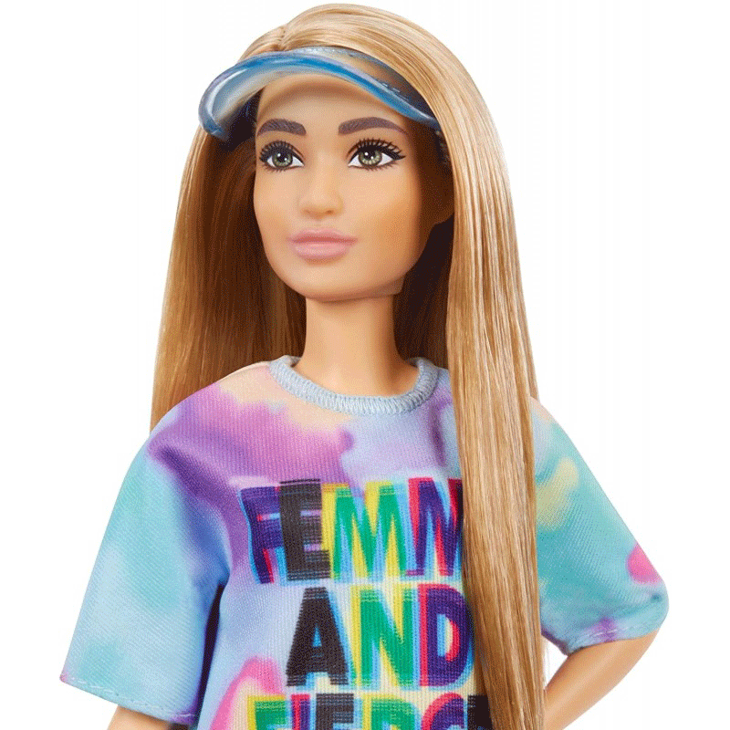 Mattel Barbie Fashionistas Doll 159, Petite, Με Καφέ Μαλλιά Που Φοράει Μπλουζάκι Femme And Fierce FBR37 / GRB51