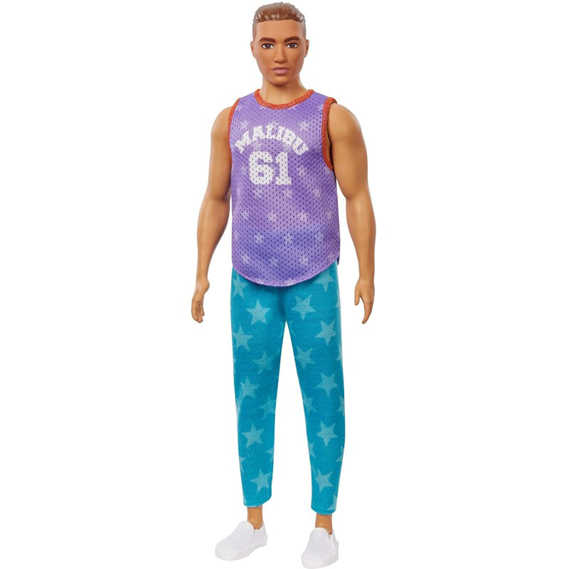 Mattel Barbie Ken Fashionistas No.165 Κούκλα Με Μωβ Μπλούζα Malibu DWK44 / GRB89