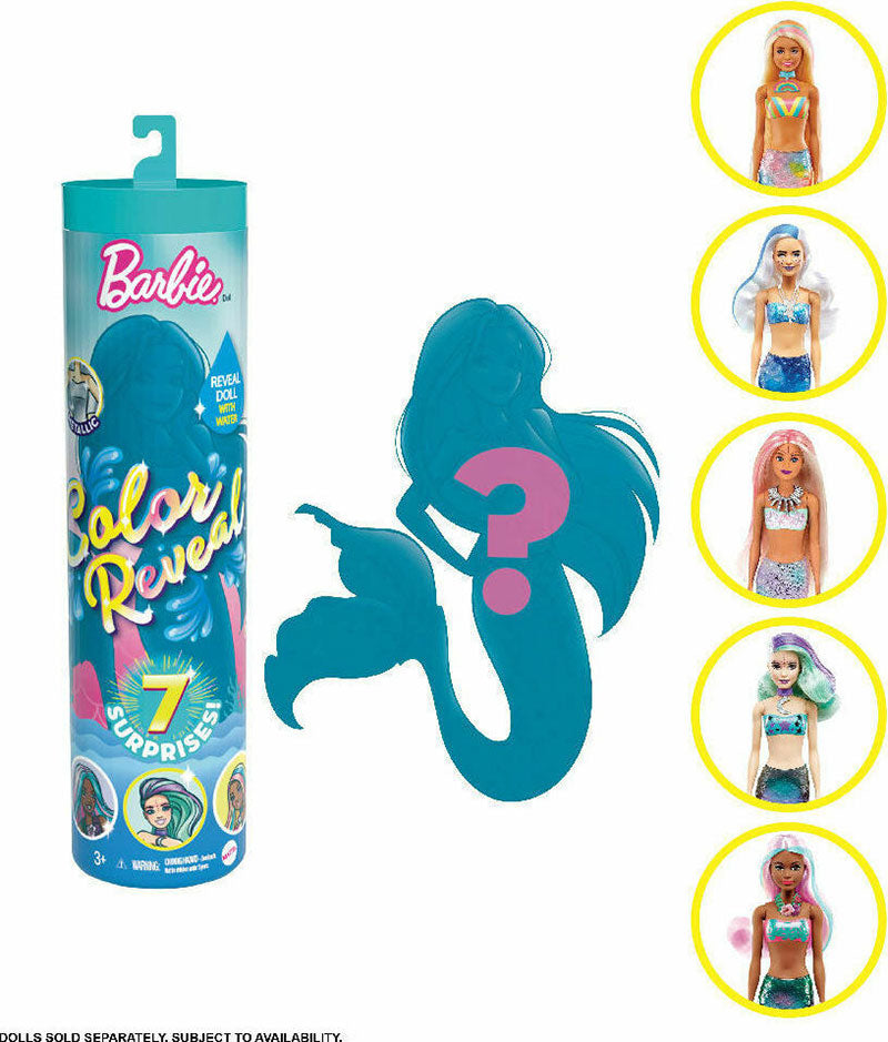 Mattel Barbie Color Reveal Wave 4 Γοργόνα Κούκλα Με 7 Εκπλήξεις GTP43