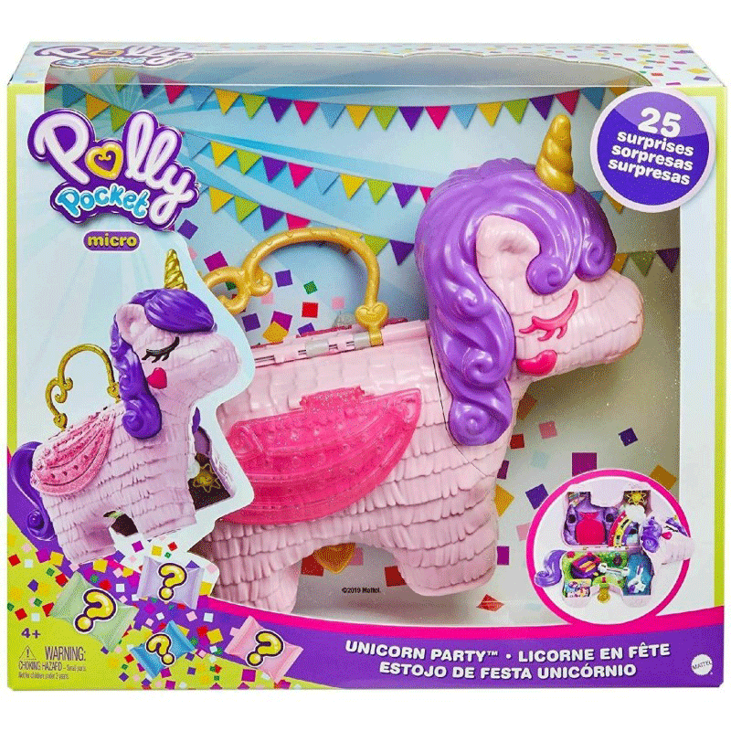 Mattel Polly Pocket Unicorn Party Μονόκερος Πινιάτα Έκπληξη Σετ GVL88