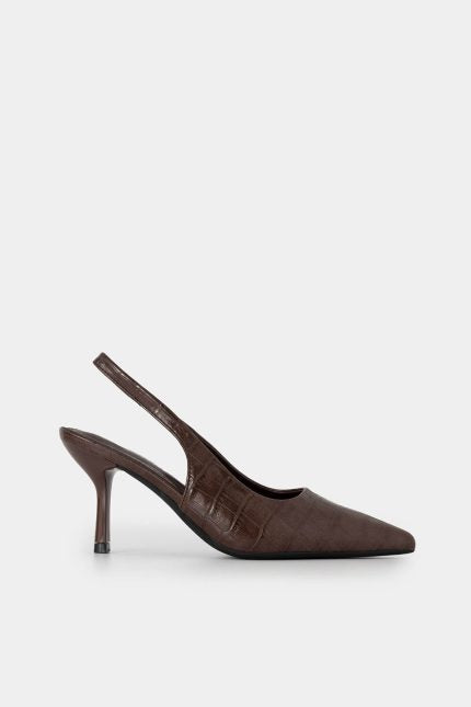 Γόβα Melina Slingback Croco Καφέ
