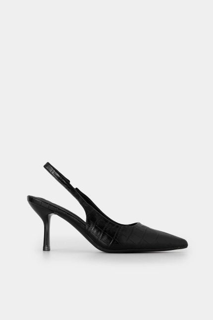 Γόβα Melina Slingback Croco Μαύρο