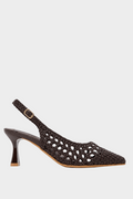 Γόβα Slingback Ψάθα Καφέ