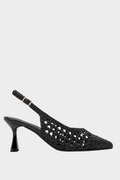 Γόβα Slingback Ψάθα Μαύρη