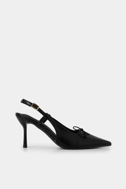 Γόβες Selena slingback μαύρο με φιόγκο