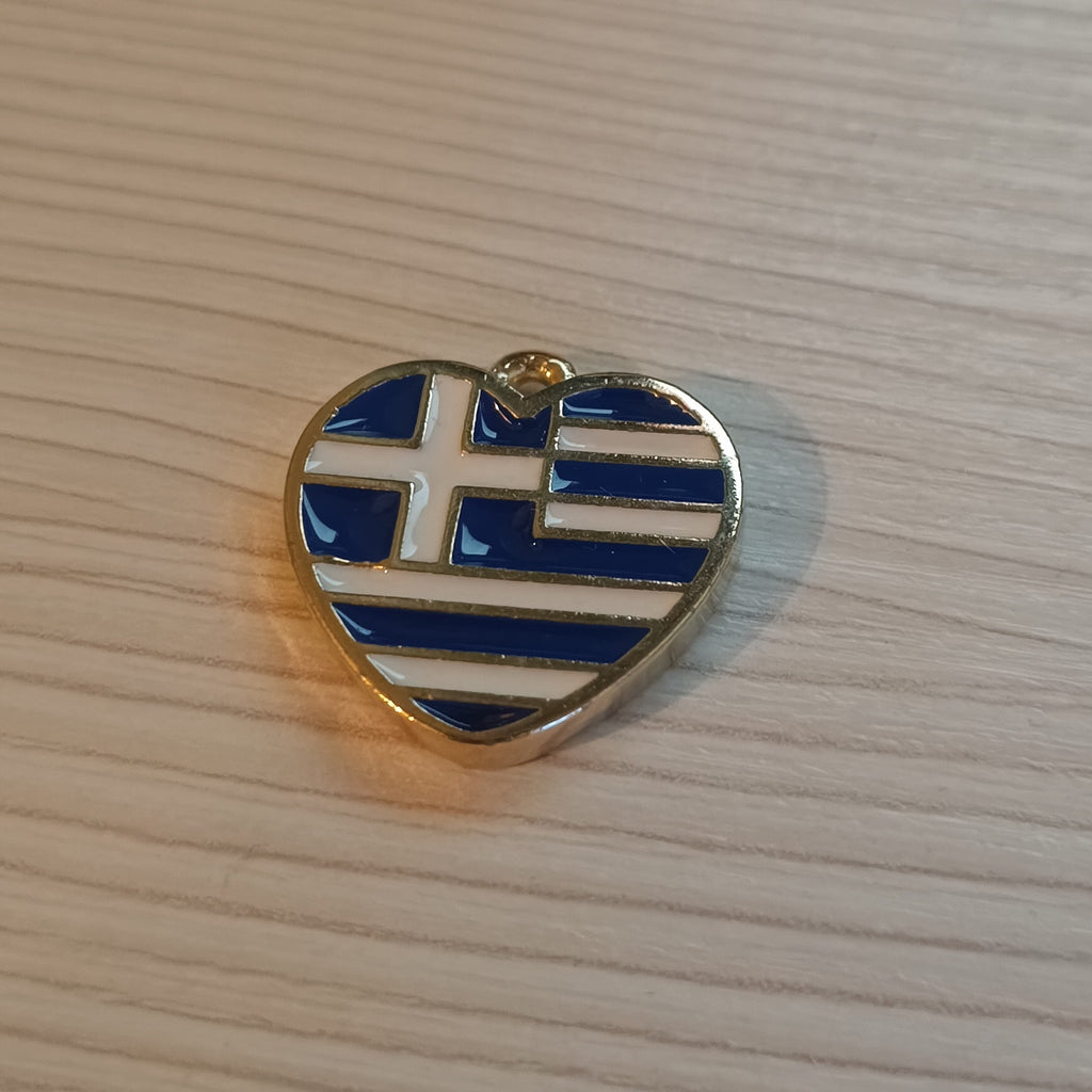 Ελληνική Σημαία Καρδία Μεταλλικό Υλικό