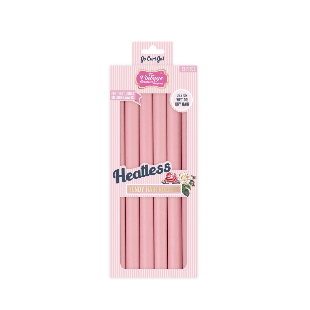 Heatless Bendy Hair Rollers Pink - 12 pcs | Vintage Cosmetic Co.