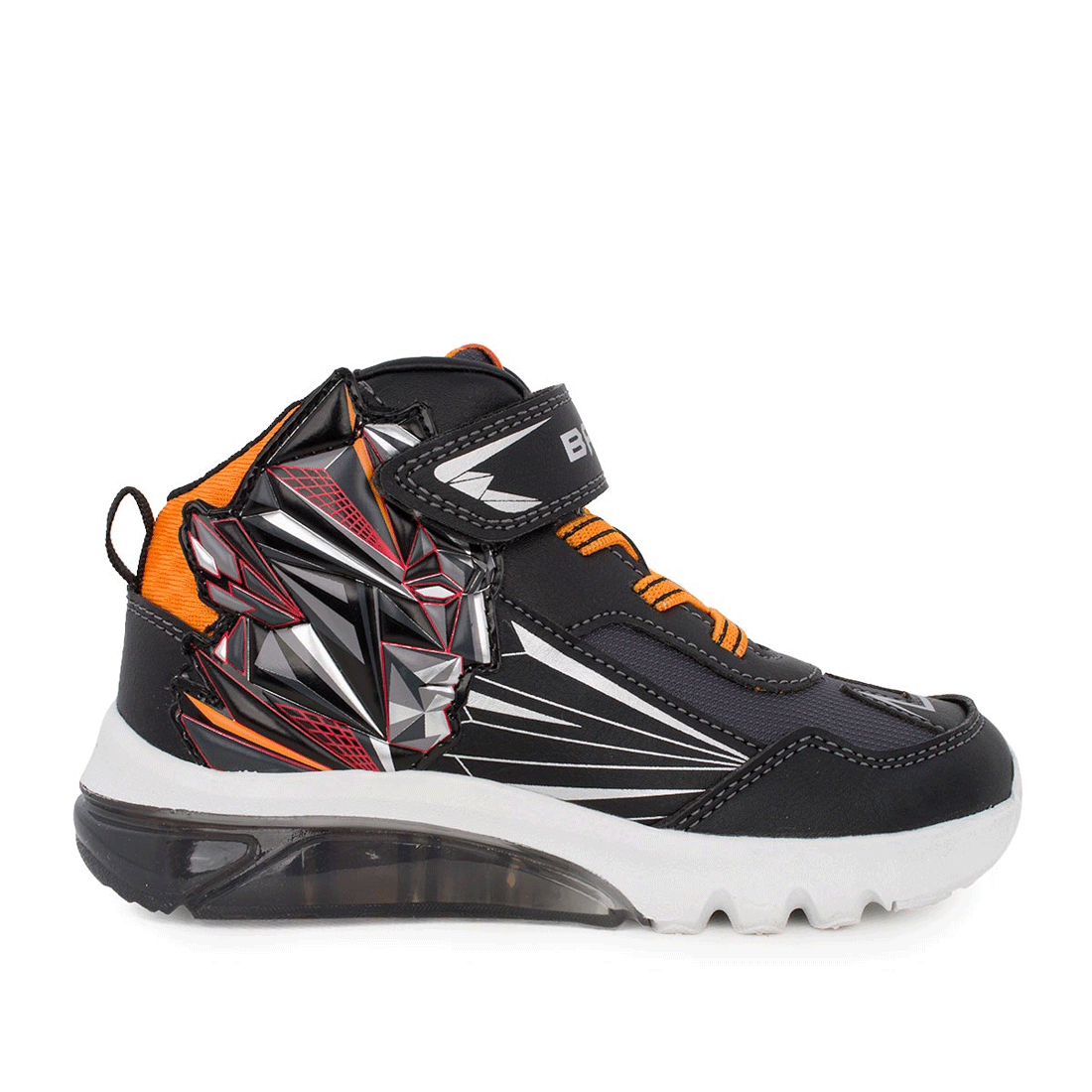Geox CIBERDRON BOY J66LBE 0BC14 C9B7R Μποτάκι Batman με φωτάκια On/Off για αγόρι σε συνθετικό υλικό και ύφασμα Πορτοκαλί-Μαύρο