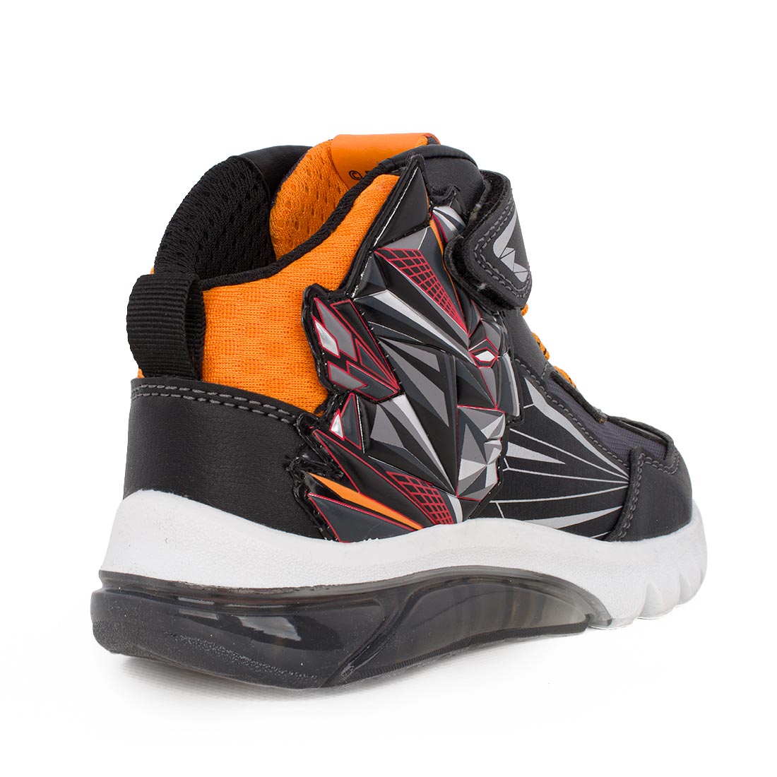 Geox CIBERDRON BOY J66LBE 0BC14 C9B7R Μποτάκι Batman με φωτάκια On/Off για αγόρι σε συνθετικό υλικό και ύφασμα Πορτοκαλί-Μαύρο