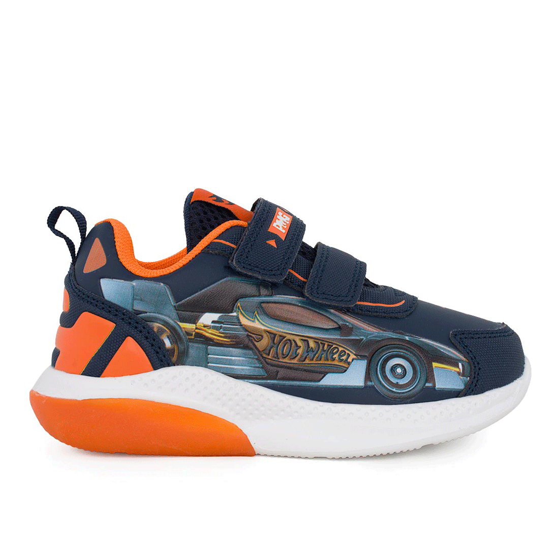 Primigi 2470711 Αθλητικό Hot Wheels με φωτάκια On/Off Hot  για αγόρι σε συνθετικό υλικό Πορτοκαλί-Μπλέ