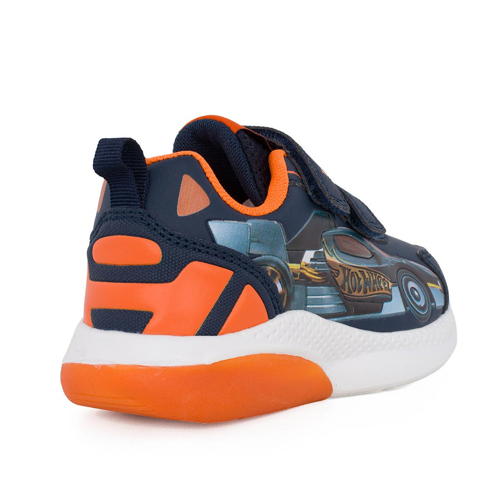 Primigi 2470711 Αθλητικό Hot Wheels με φωτάκια On/Off Hot  για αγόρι σε συνθετικό υλικό Πορτοκαλί-Μπλέ