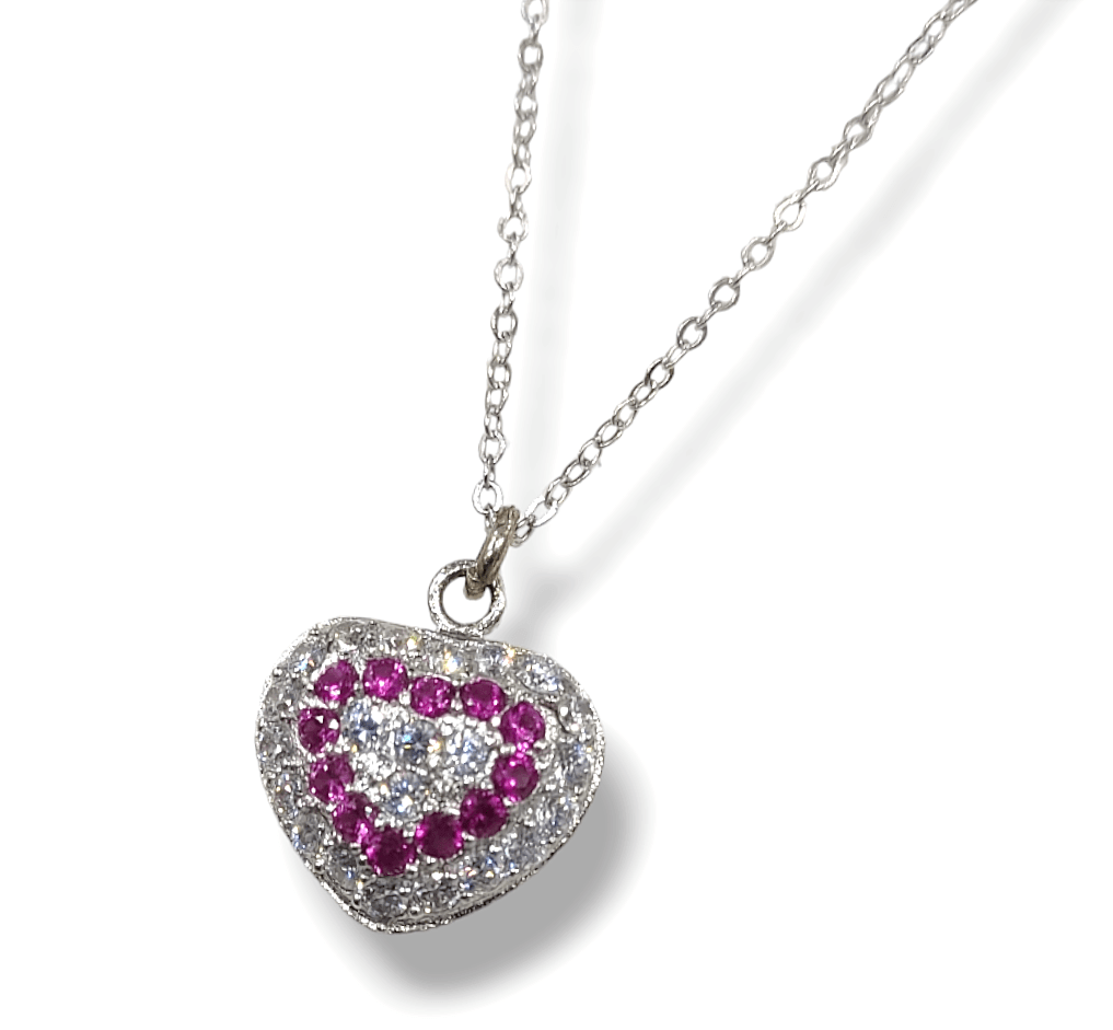 Κολιέ καρδιά ασήμι 925 επιπλατινωμένο με πέτρες ζιργκόν