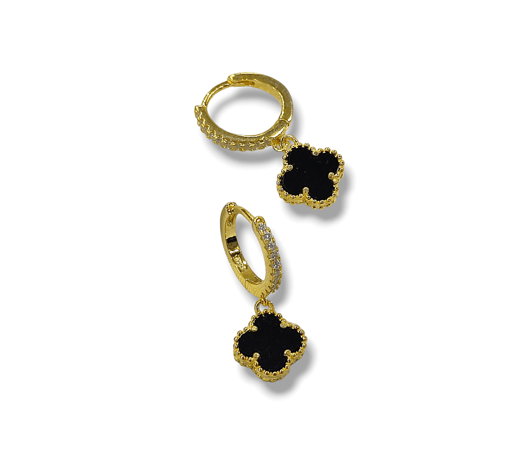 Σκουλαρίκια κρεμαστά Van Cleef από ασήμι 925 επιχρυσωμένα και μαύρο όνυχα