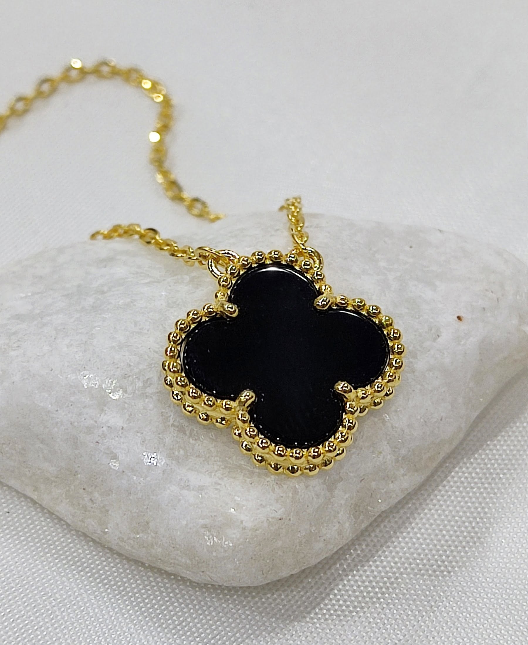 Κολιέ Van Cleef από ασήμι 925 επιχρυσωμένο με μαύρο όνυχα