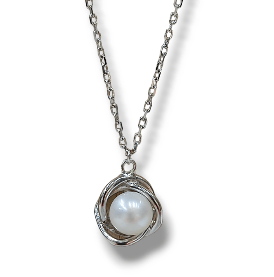Κολιέ από ασήμι 925 επιπλατινωμένο με φυσικό μαργαριτάρι καλλιέργειας
