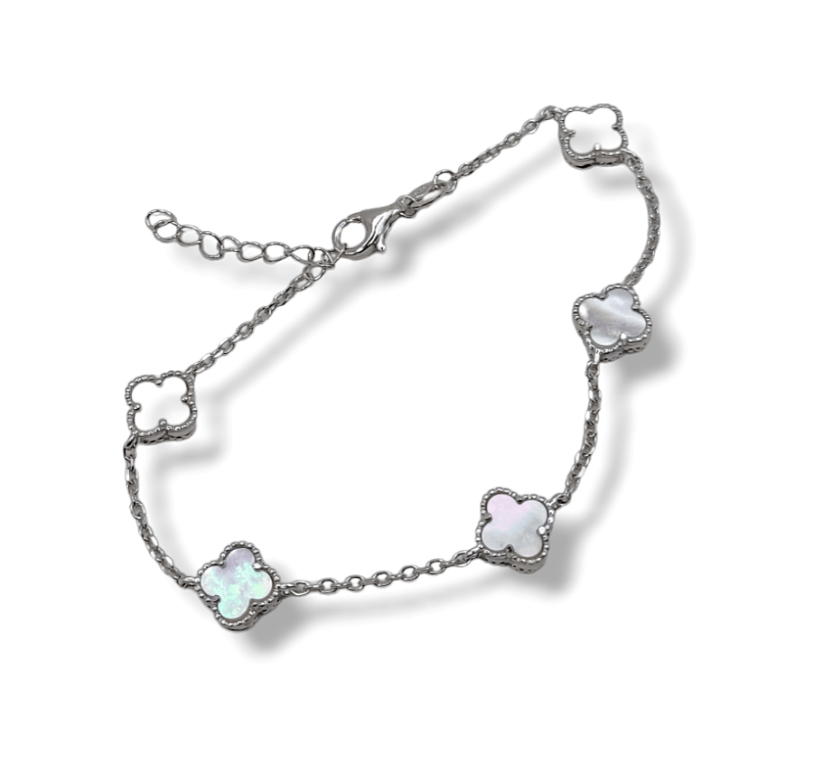 Βραχιόλι σχέδιο Van Cleef από ασήμι 925 επιπλατινωμένο με φίλτισι