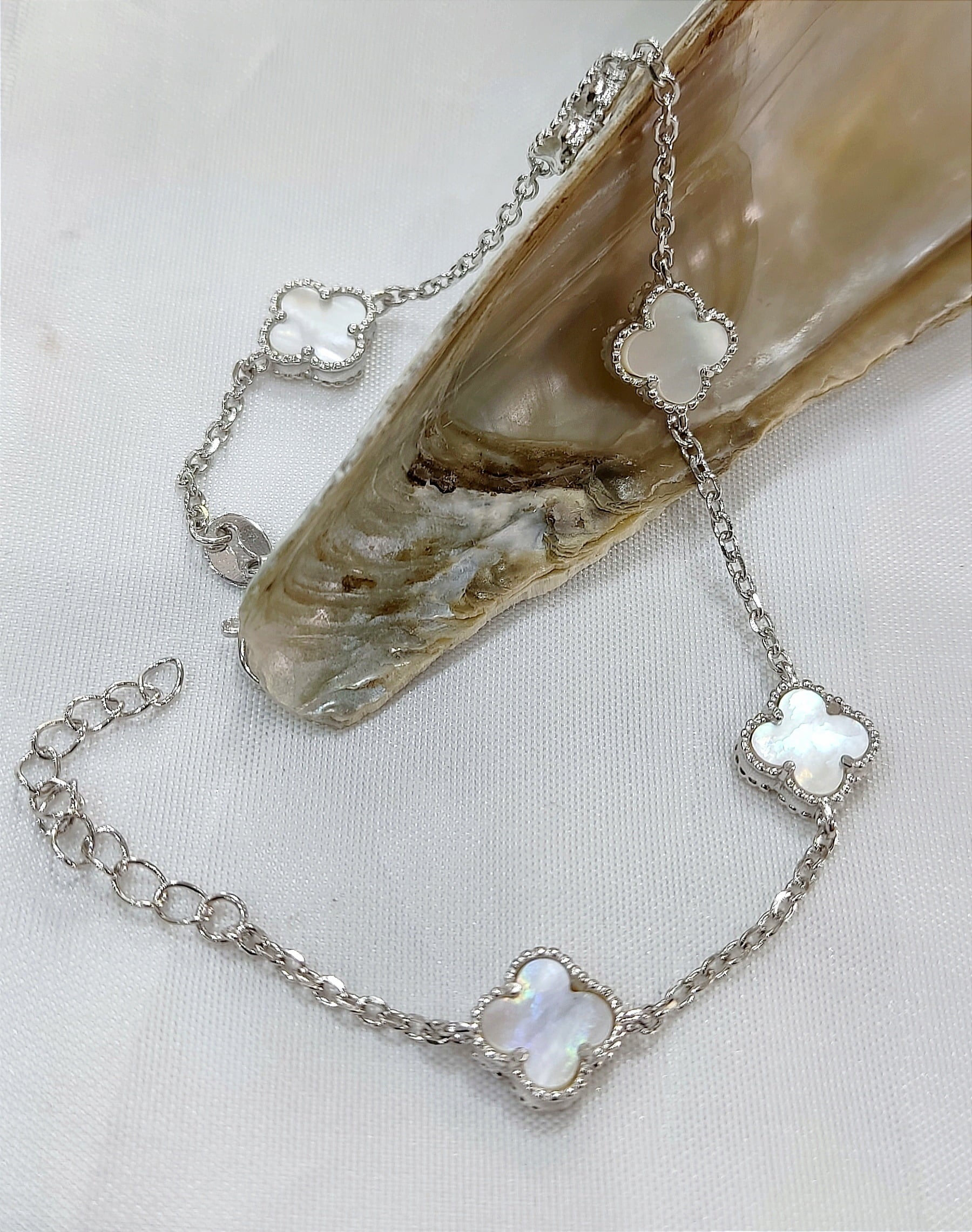 Βραχιόλι σχέδιο Van Cleef από ασήμι 925 επιπλατινωμένο με φίλτισι