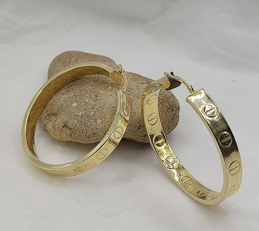 Σκουλαρίκια κρίκος τύπου Cartier από ασήμι 925 επιχρυσωμένο