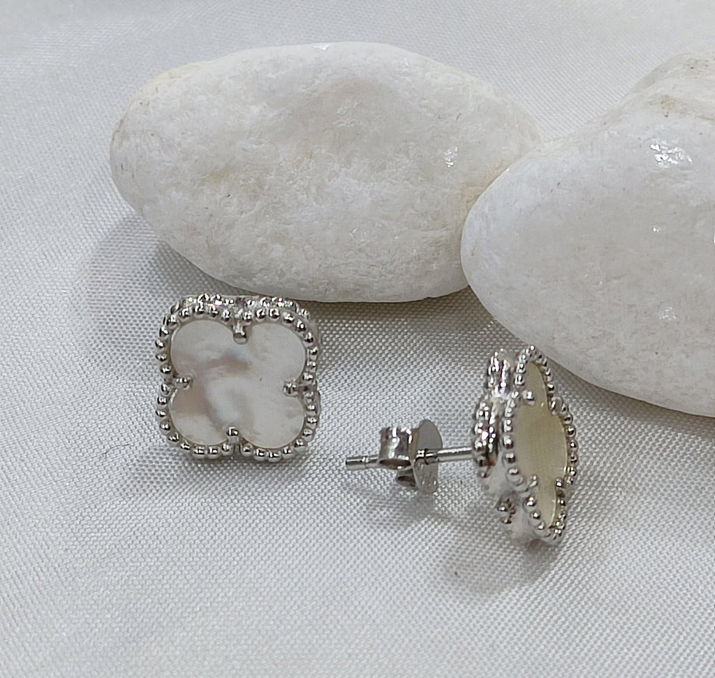 Σκουλαρίκια καρφωτά τύπου van cleef από ασήμι 925 και φίλτισι