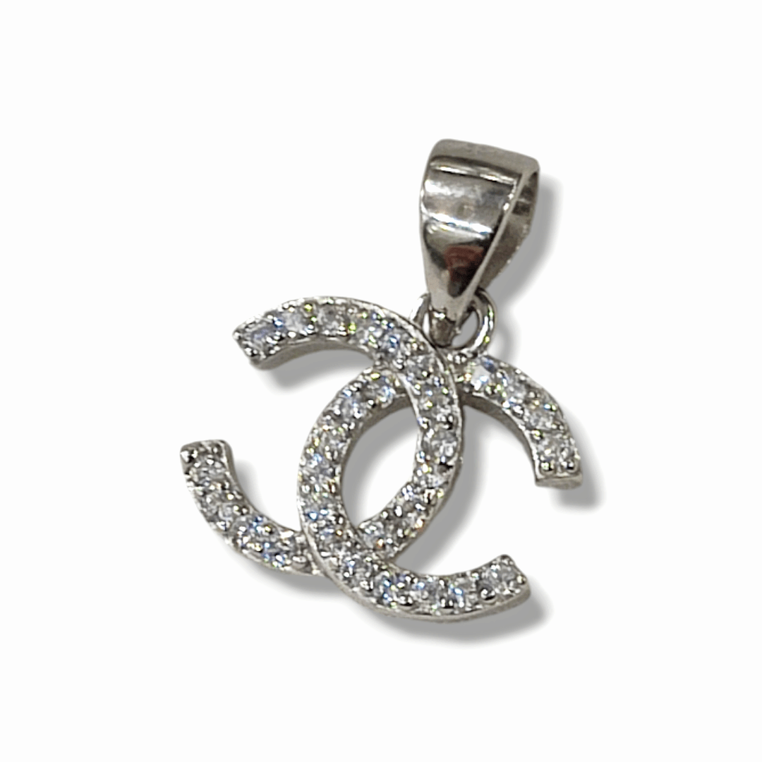 Μενταγιόν τύπου Chanel από ασήμι 925 επιπλατινωμένο με πέτρες ζιργκόν