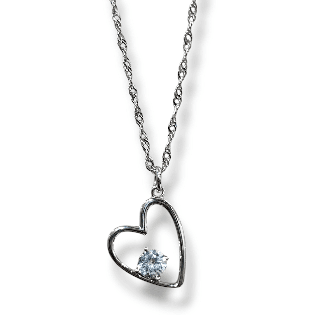 Κολιέ Καρδιά από Ασήμι 925 Επιπλατινωμένο με Ζιργκόν Πέτρα