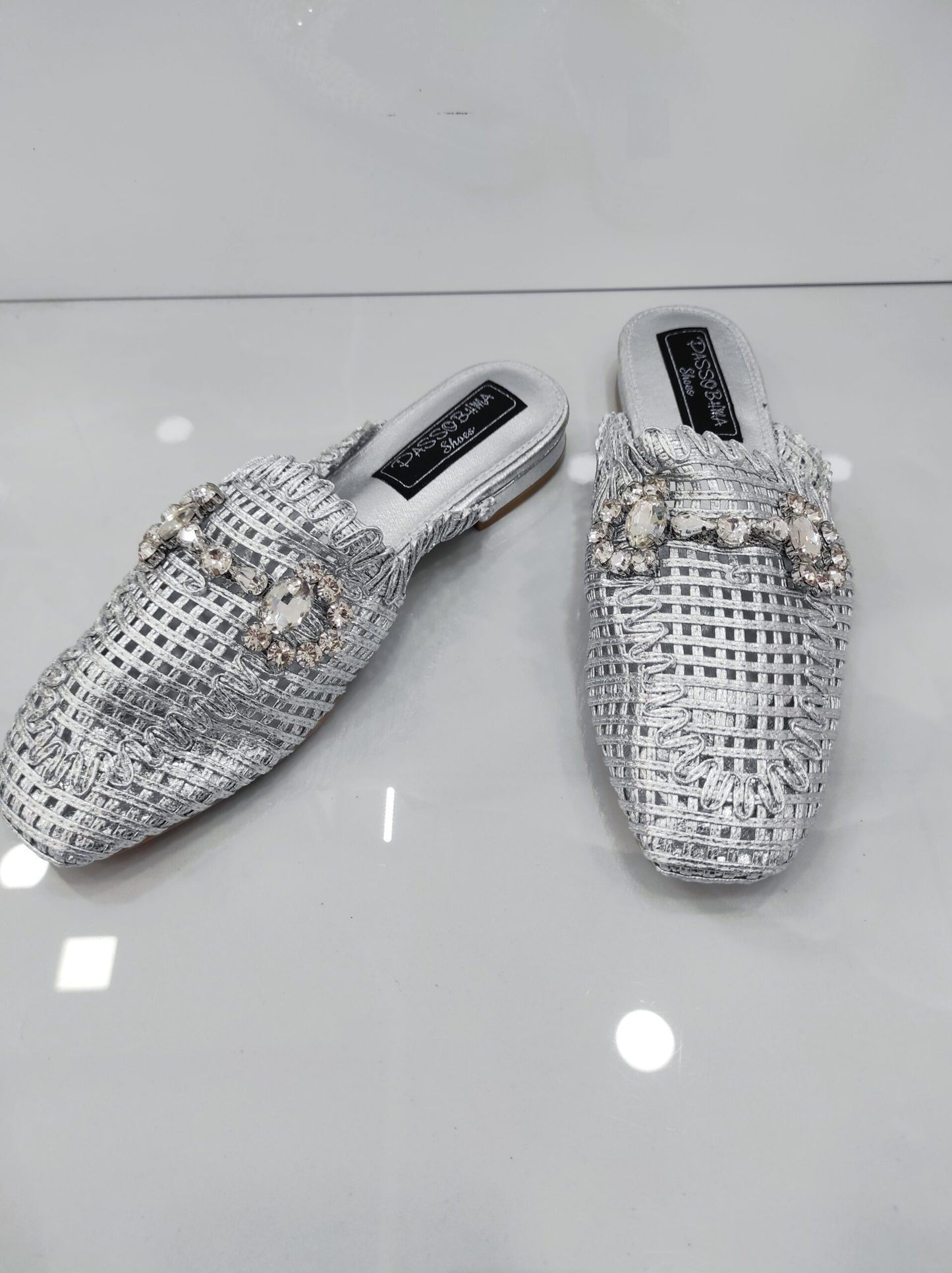 Παντοφλάκι Μοκασίνι με Πλέξη και Χρυσή Τόκα Silver