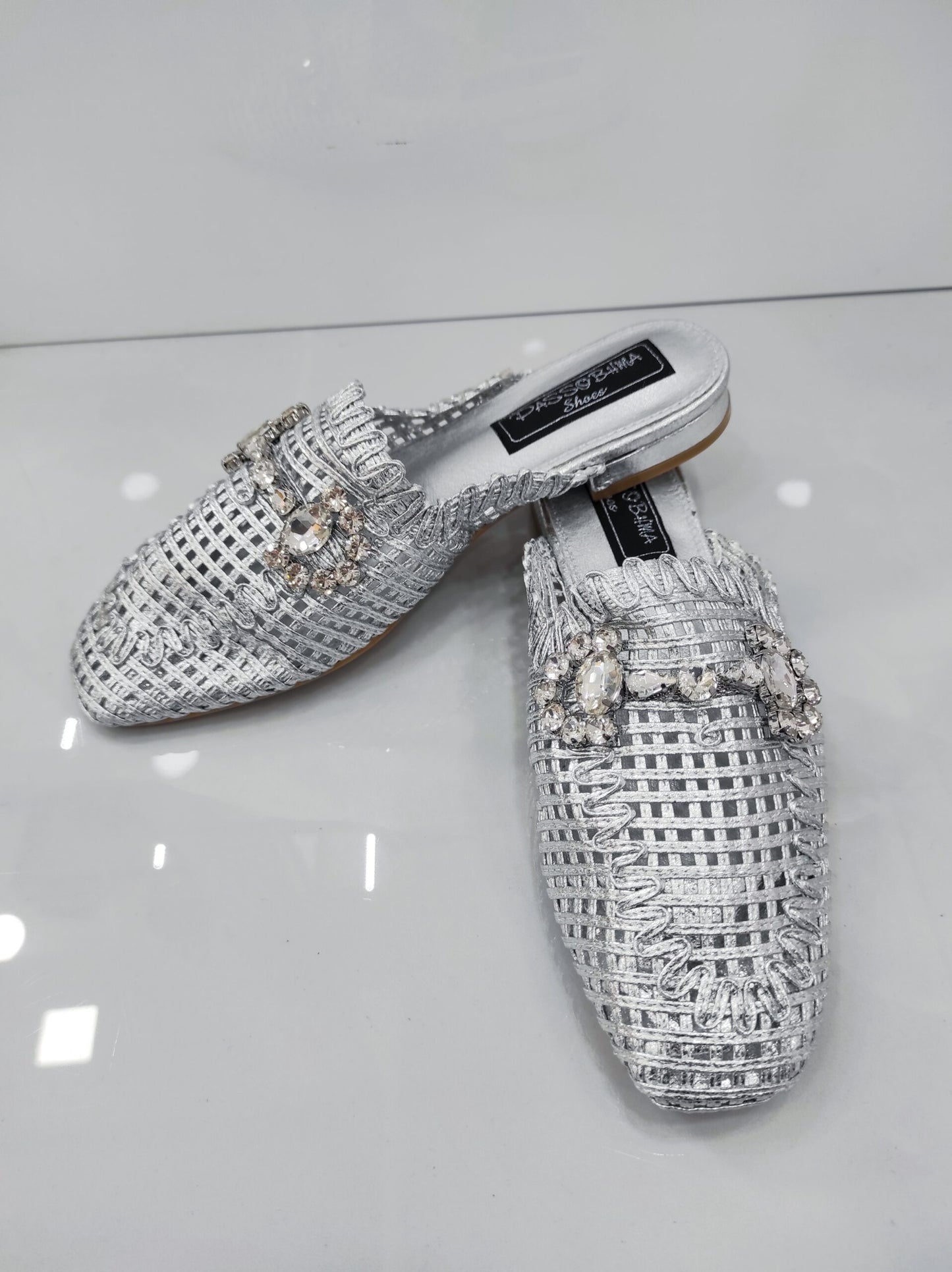 Παντοφλάκι Μοκασίνι με Πλέξη και Χρυσή Τόκα Silver