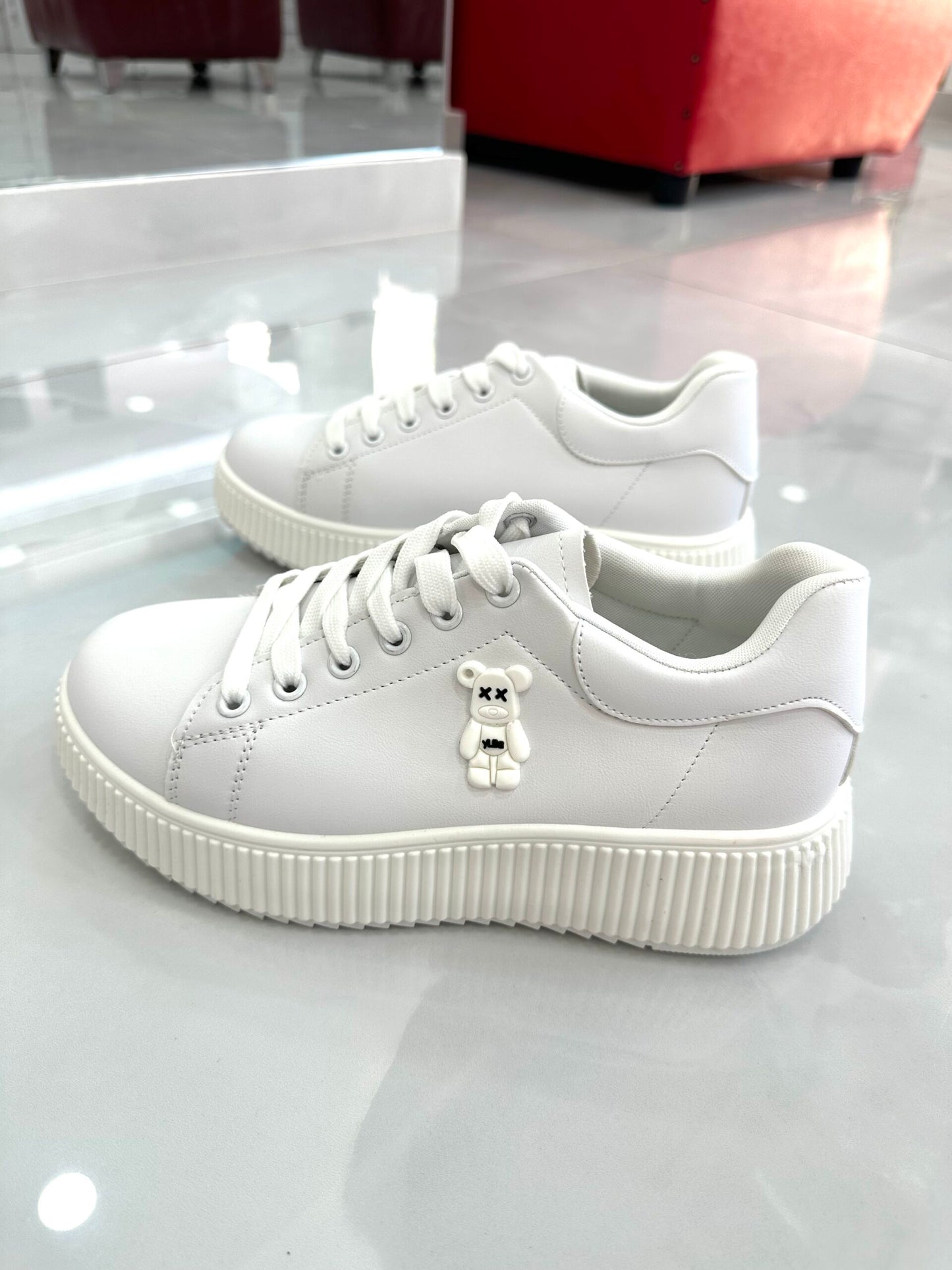 Sneaker Δίσολο με Σχέδιο Αρκουδάκι White