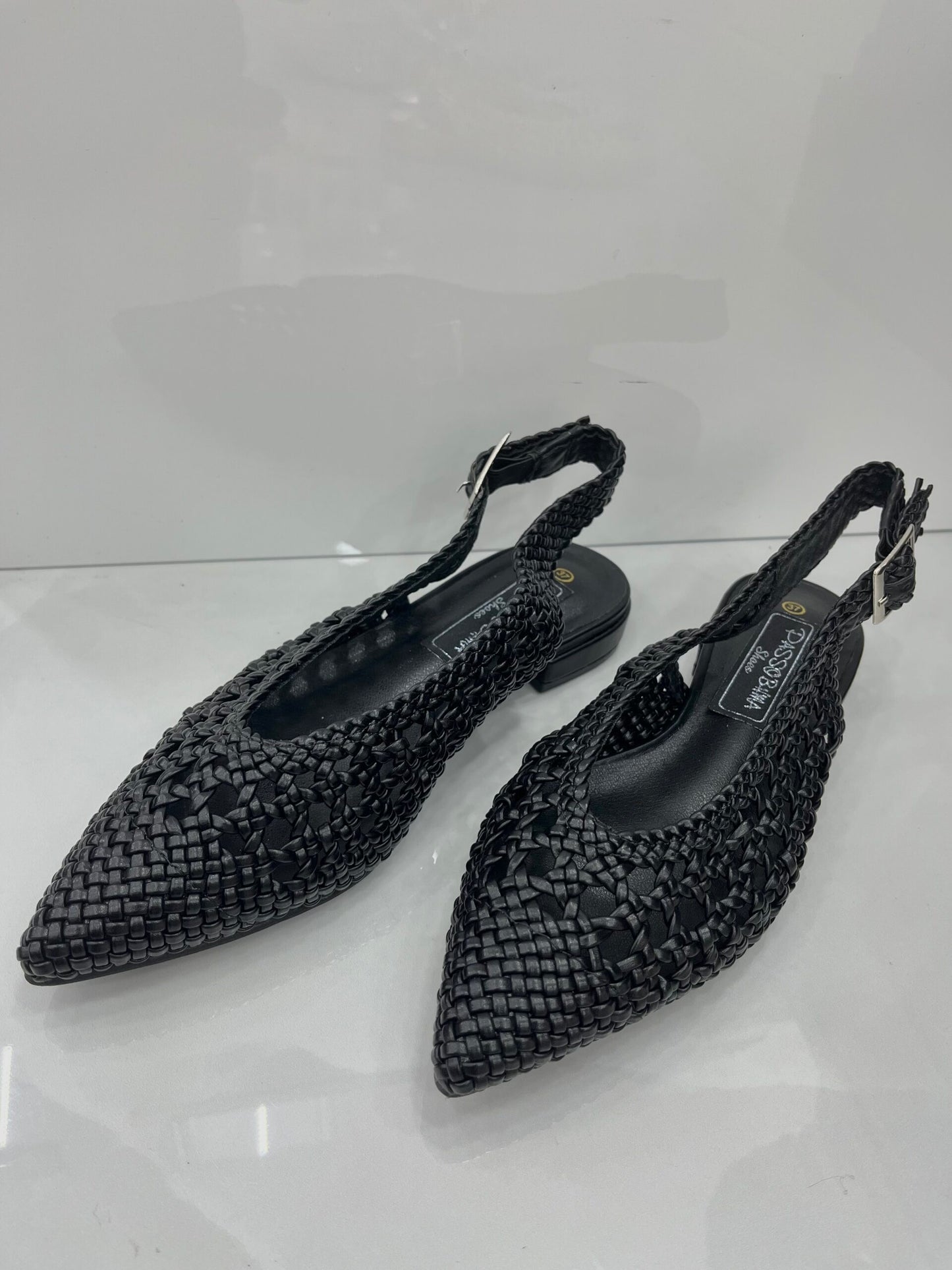 Slingback Φλατ με Σχέδιο Κέντημα Black