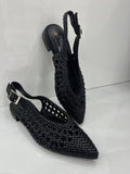 Slingback Φλατ με Σχέδιο Κέντημα Black