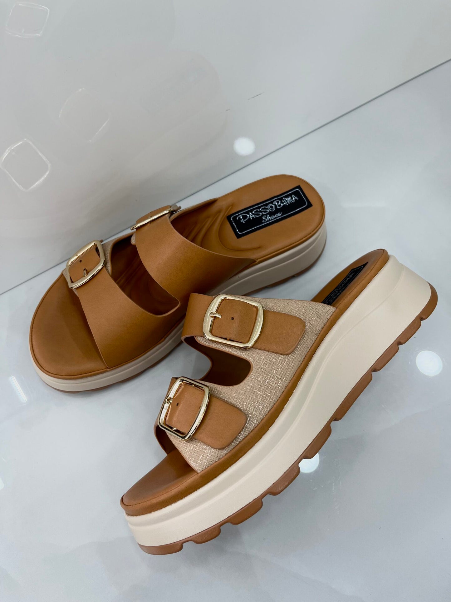 Ανατομική Flatform Παντόφλα Camel