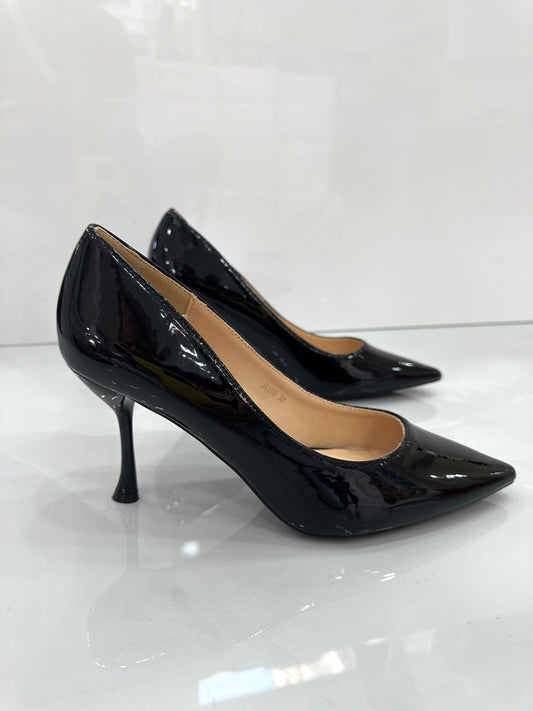 Modern Classic Γόβα με Λεπτό Τακούνι Λουστρίν Black