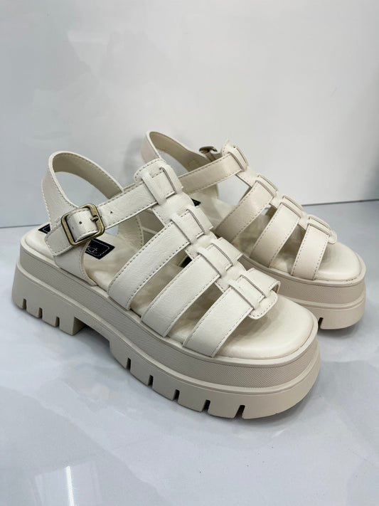 Τρακτερωτά Flatform Sandals με Λουριά OffWhite