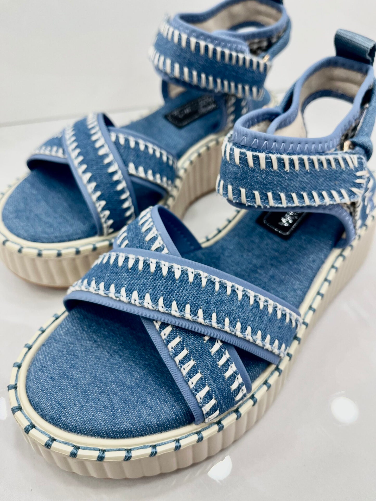 Flatform Sandals με Ριγέ Σόλα Blue