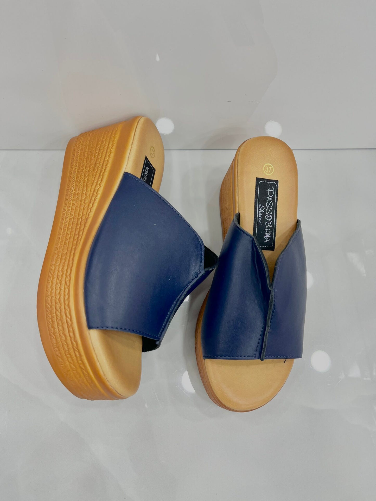Platform Παντόφλα με Φαρδιά Φάσα Blue