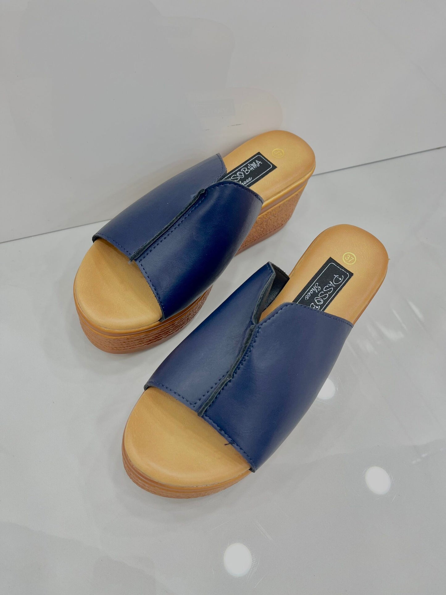 Platform Παντόφλα με Φαρδιά Φάσα Blue