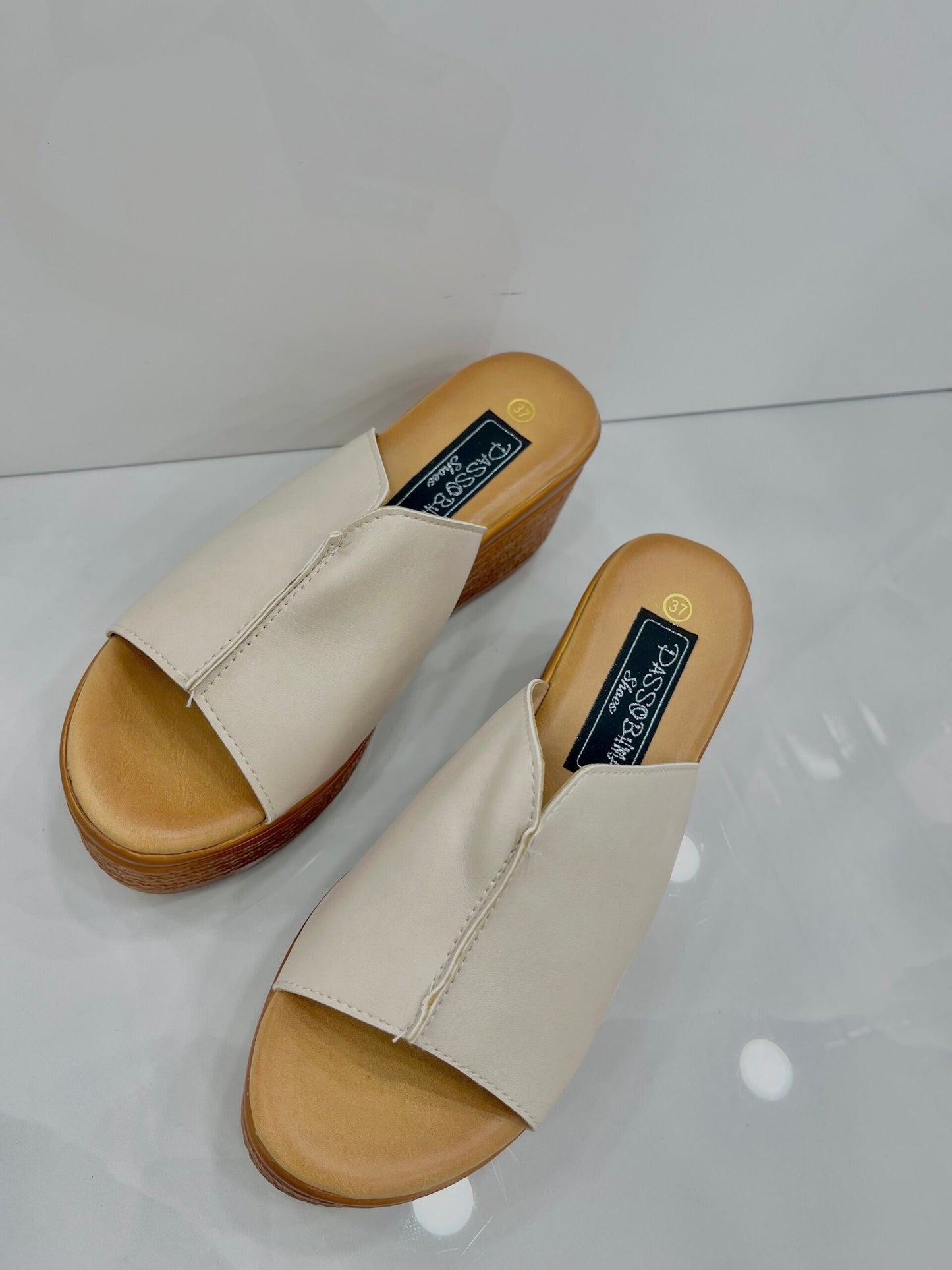 Platform Παντόφλα με Φαρδιά Φάσα Beige
