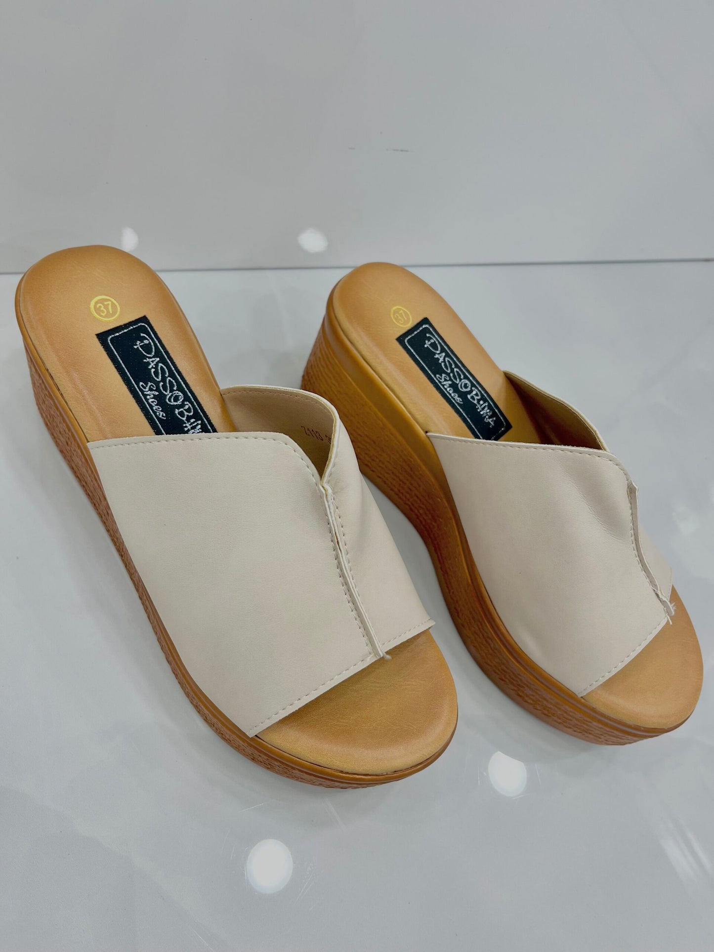 Platform Παντόφλα με Φαρδιά Φάσα Beige