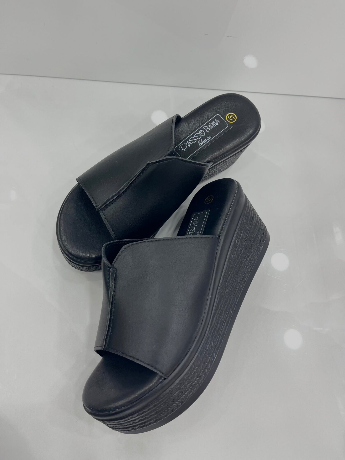 Platform Παντόφλα με Φαρδιά Φάσα Black