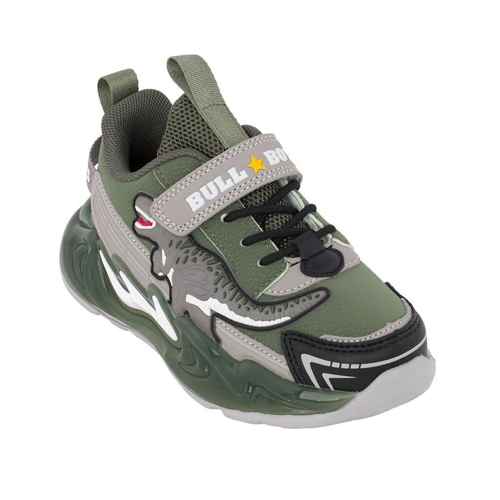 Bull Boys T-REX DNAL5280-VE01 Αθλητικό με φωτάκια On/Off για αγόρι σε συνθετικό υλικό Γκρί-Χακί