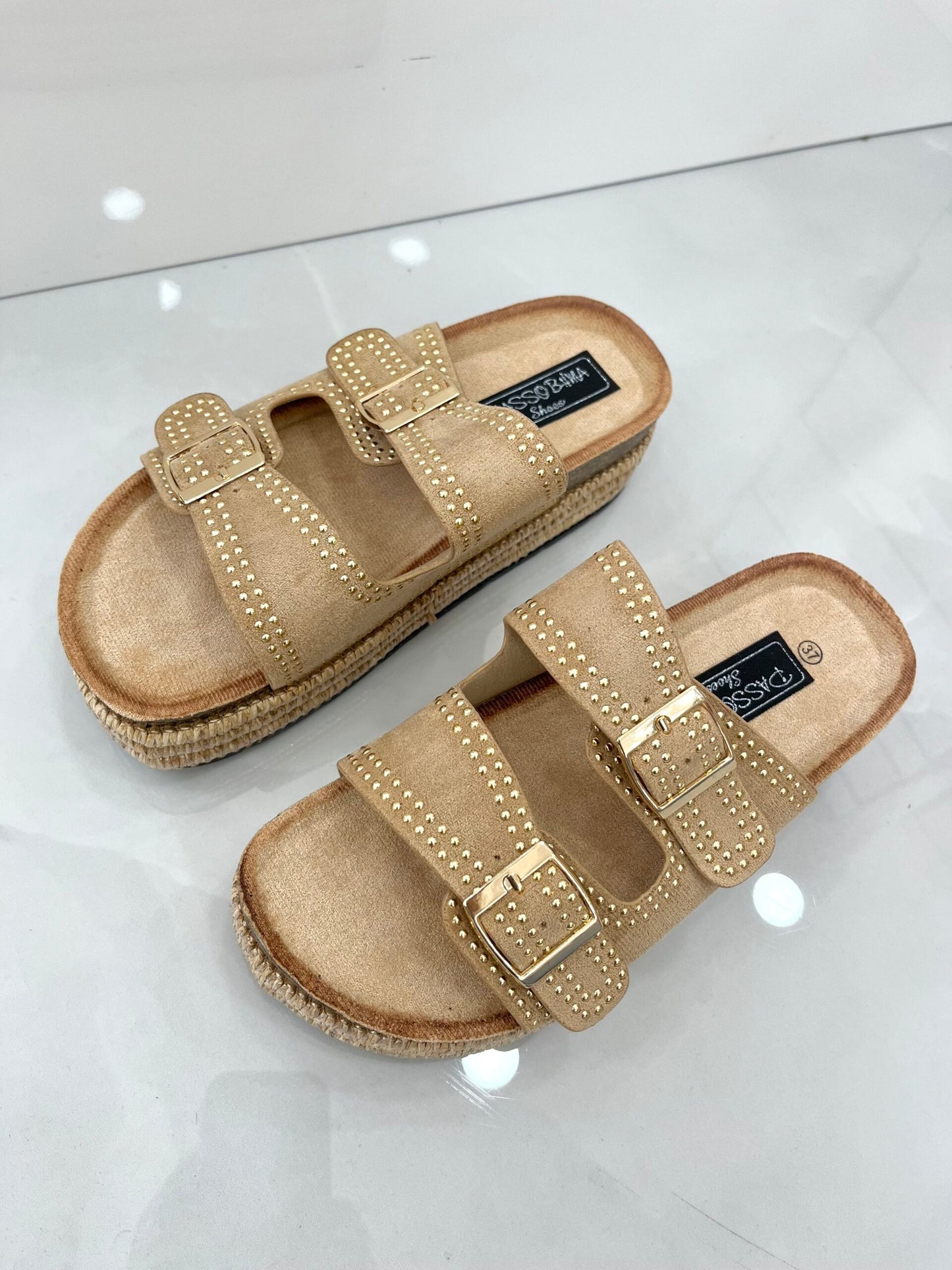 Flatform Παντόφλα με Ψάθα και Ζωνάκια Vol.2 Khaki