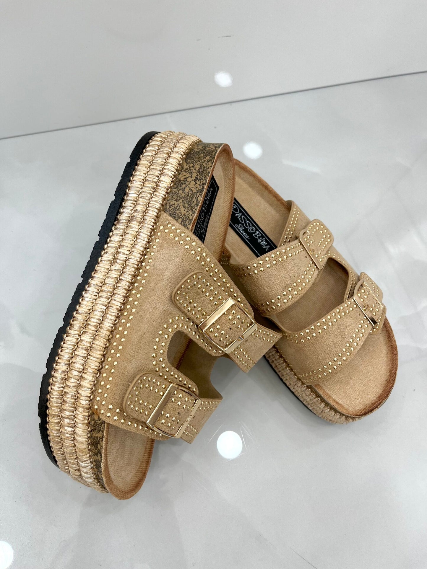 Flatform Παντόφλα με Ψάθα και Ζωνάκια Vol.2 Khaki