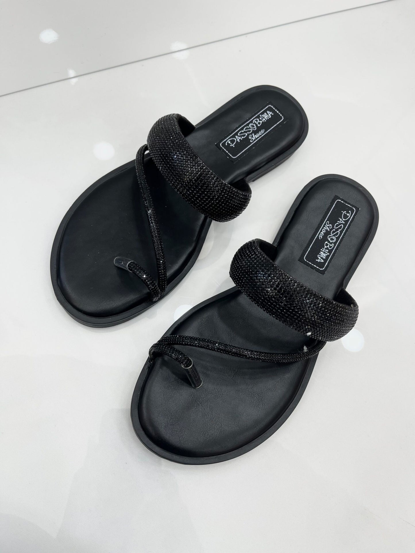 Flat Παντοφλάκια με Strass vol.2 Black