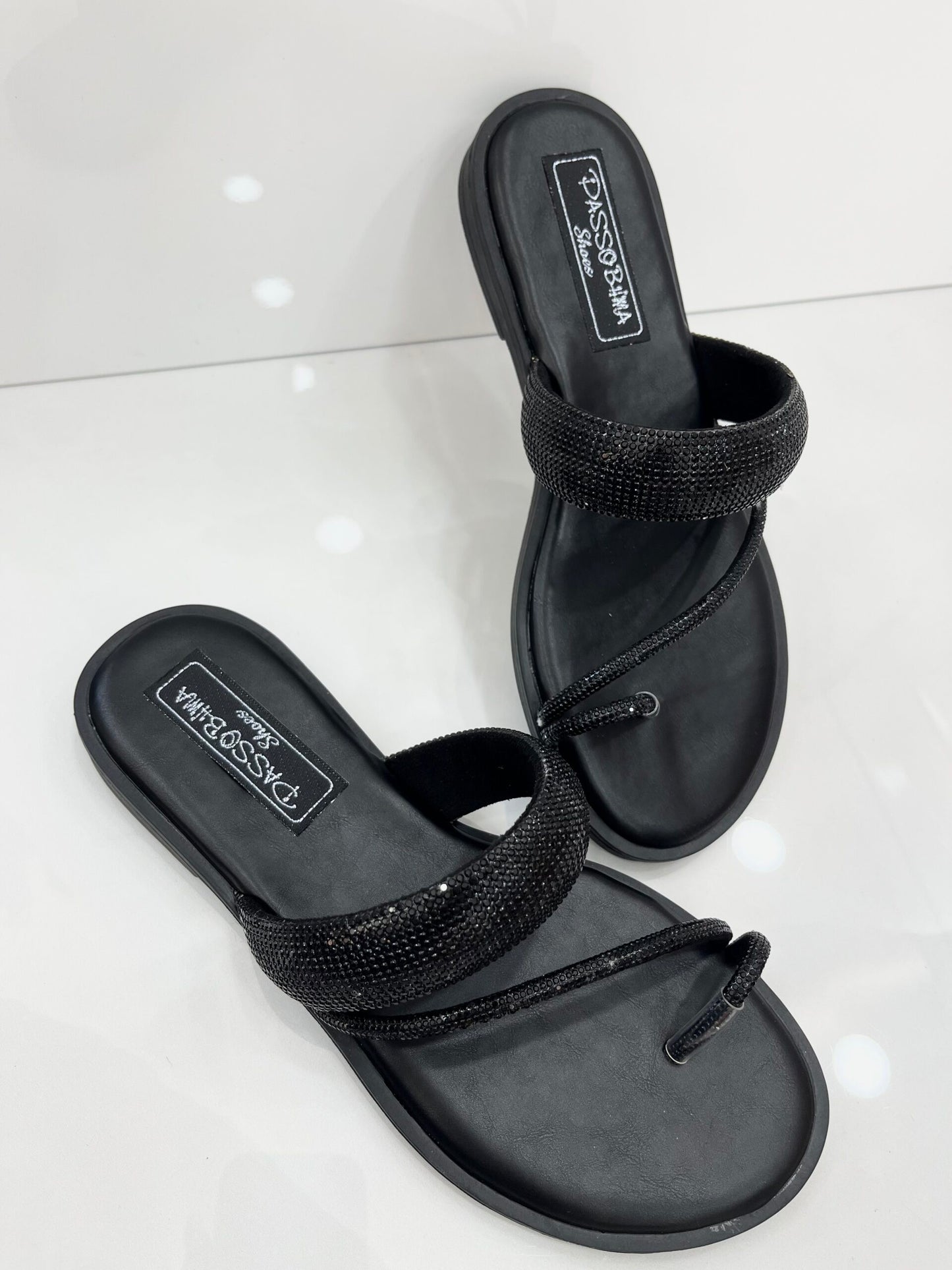 Flat Παντοφλάκια με Strass vol.2 Black