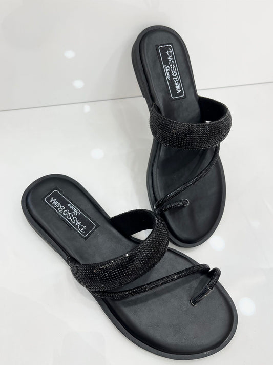 Flat Παντοφλάκια με Strass vol.2 Black