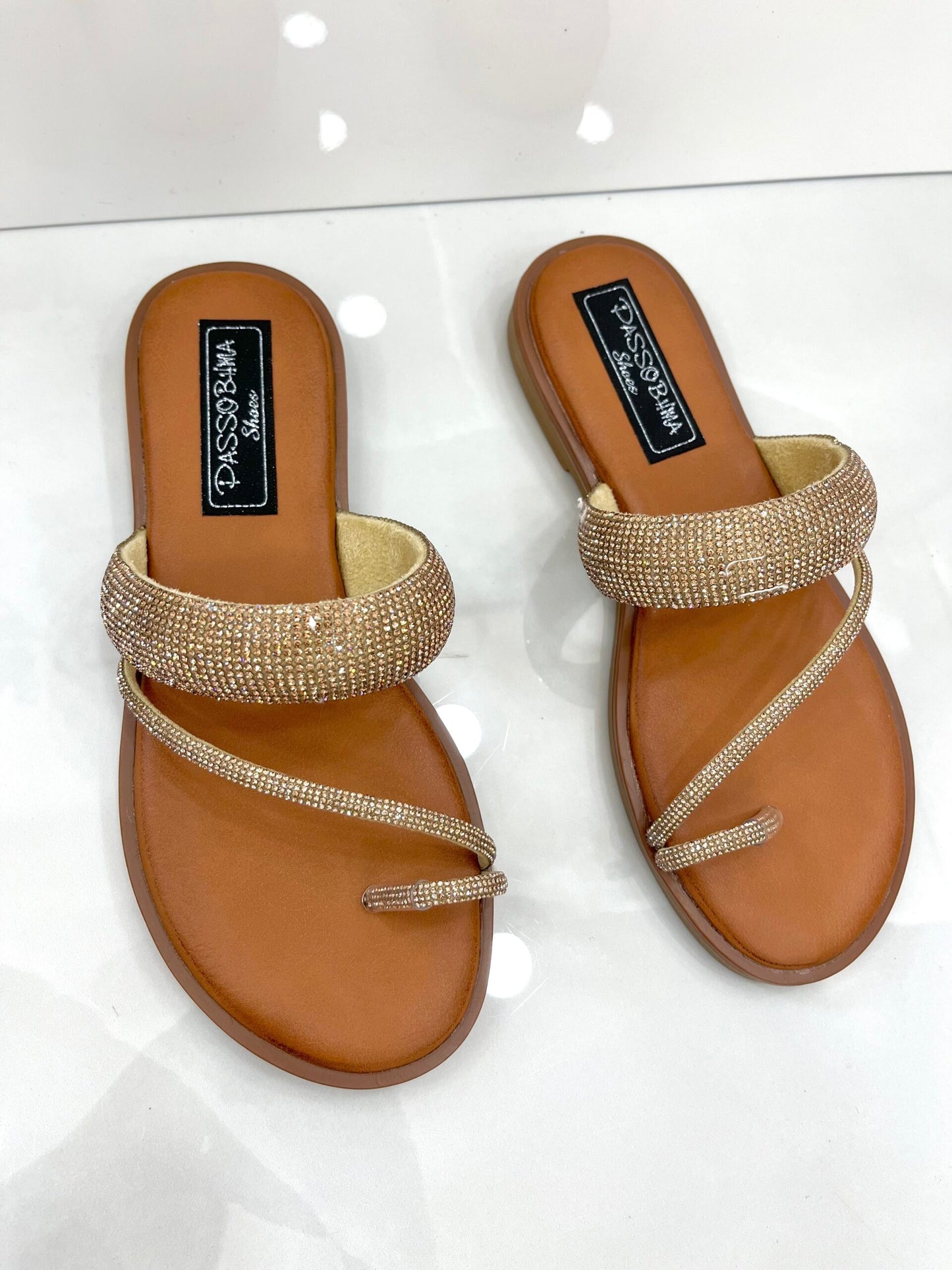 Flat Παντοφλάκια με Strass vol.2 Gold